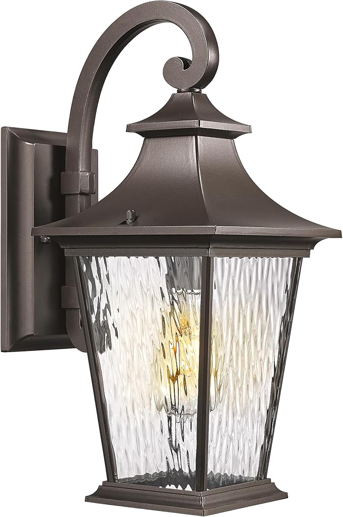 Emliviar 18.1" Outdoor Wall Light in Oil Rubbed Bronze Finish, Outside Wall Mount Light for Front Door, Water | Lumora