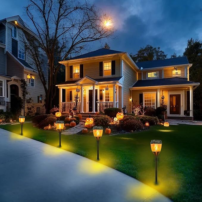 Swingers Solar Lights Outdoor,Solar Torch Lights with Flickering Flame,Waterproof Outdoor Garden Light for Christmas,Garden, Landscape, Path, Yard, Patio (4, Black)
