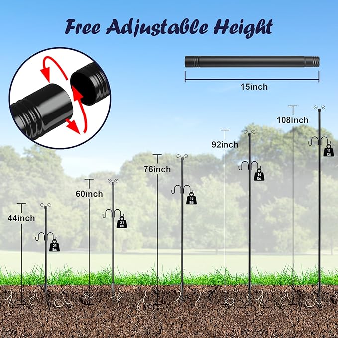 10FT String Light Poles, 1.5 Inch Heavy Duty Poles for Outdoor String Lights with Shepherd Hook, 2 in 1 Light Pole | Lumora