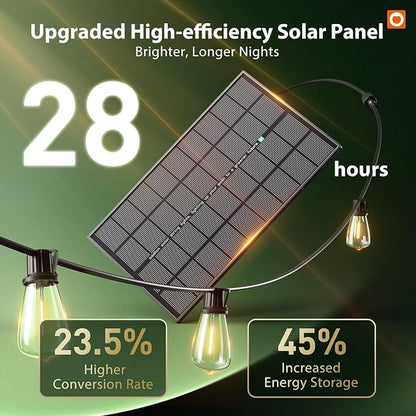 addlon 198FT(192+6) Solar String Lights Outdoor with Remote, Long-Lasting Waterproof Patio Lights, Dimmable & Timable Hanging Solar Light with 60 LED Bulbs for Outside, Yard, Garden, Camping, Gazebo
