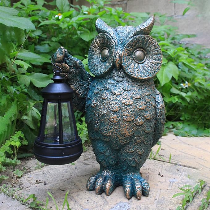 Garden Statues Outdoor, owl Figurines Decorated with Solar Lights, Unique Christmas Birthday Gifts for Moms | Lumora