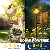 Fairy Garden Solar Lights Outdoor Moon Stakes, Waterproof Outdoor Metal Decor Gifts for Women Mom, Art Moon | Lumora