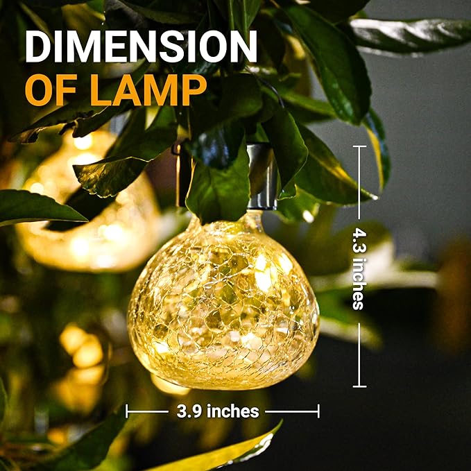 GIGALUMI Hanging Solar Lantern, 4 Pack Outdoor Christmas Decorations, Hanging Solar Lights Outdoor Waterproof, Garden Decor for Lawn, Garden, Yard, Tree Warm White