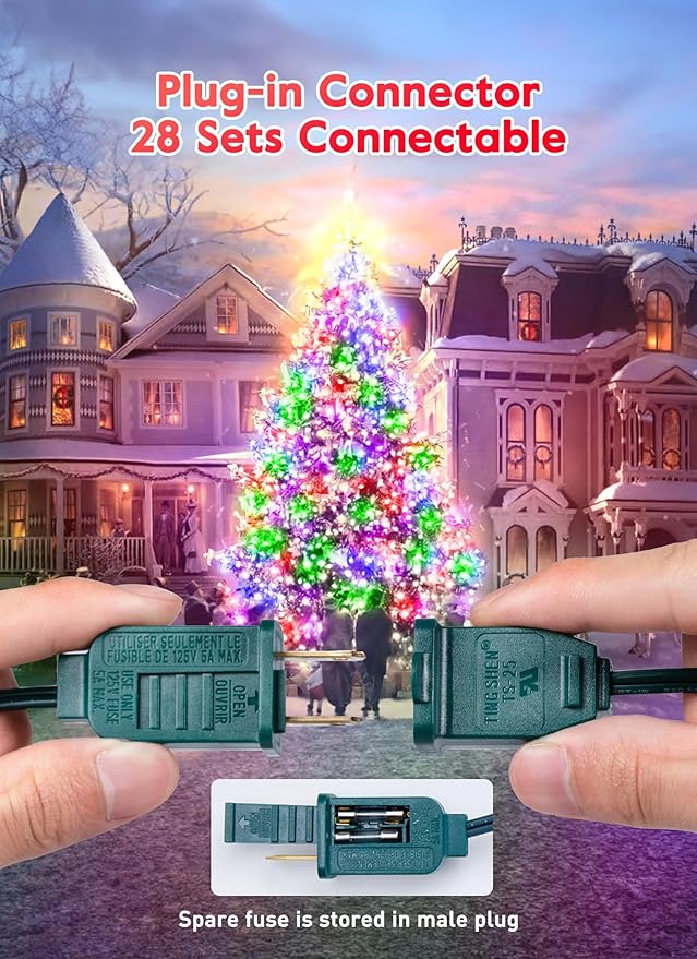Multicolor C7 LED Christmas String Lights, 25FT Vintage Christmas Lights, Connectable Commercial Tree & Roofline Garden Wedding Decor