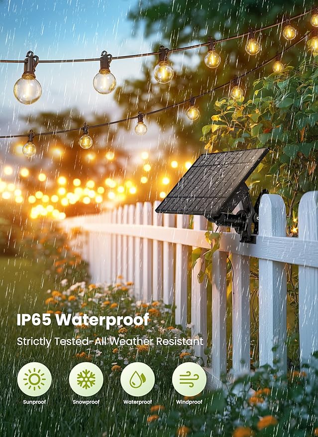 Brightown 158FT Solar String Lights Outdoor Waterproof with Remote, Solar Patio Lights with 75 Shatterproof LED | Lumora