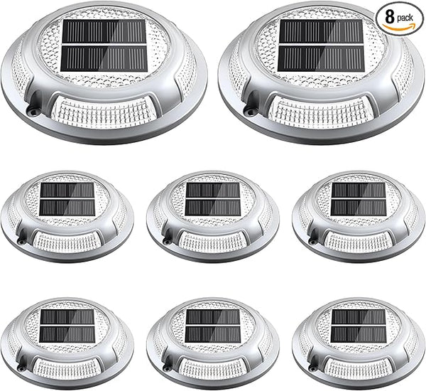 Solar Driveway Lights, 8 Pack Heavy Duty Driveway Lights Solar Powered 2 Color Mode (Cool/Warm White) IP68 | Lumora