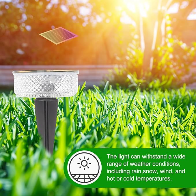 BESTonZON Solar Pathway Lights LED Garden Landscape Lamps Outdoor Waterproof Solar Lawn Lights Warm White Small Size for Patio Yard Decoration