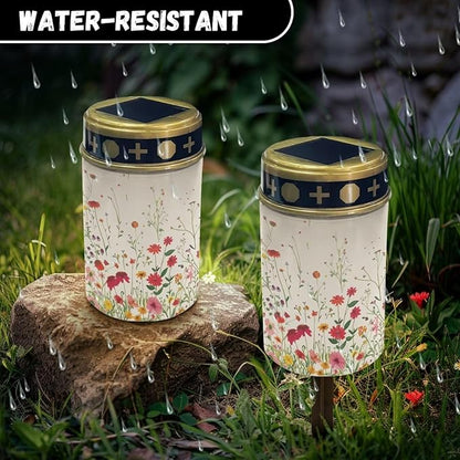 Cute Flowers Solar Led Lights for Outside Solar Memorial Lights for Graves in Memory of Loved Ones Outdoor Decorations