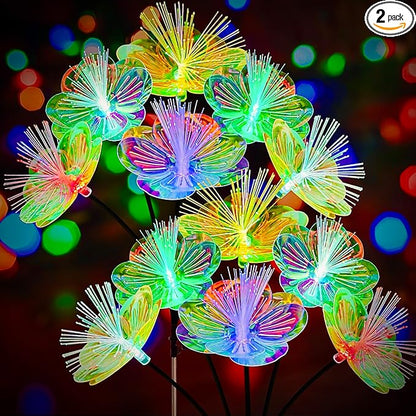 JJGoo 2 Pack Solar Garden Lights, Solar Flower Swaying Light for Outside, New Upgraded Outdoor Waterproof Light for Garden Patio Yard Front Porch Decor