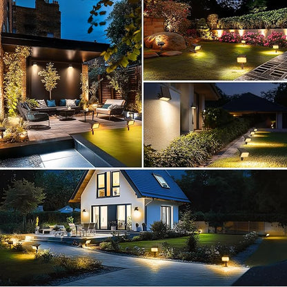 Solar Spot Lights Outdoor with 60 LED & Auto On/Off, 4 Pack Solar Lights Outdoor Waterproof IP68 with 3 Lighting Modes, 2-in-1 Solars Landscape Light for Outside, Garden, Yard(Warm White)