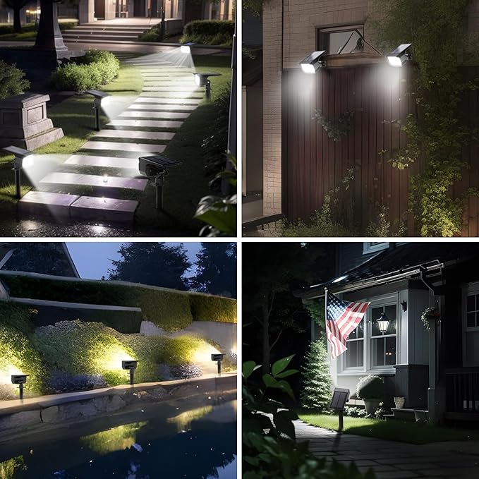 Solar Spot Lights Outdoor 10 Pack, [46 LED/3 Modes] Solar Landscape Spotlights Waterproof, 2-in-1 Auto On/Off Solar | Lumora