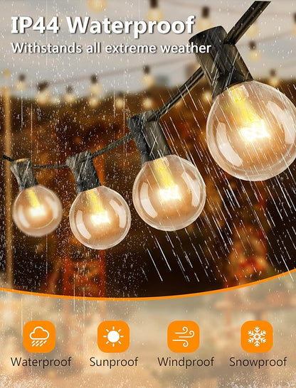 Abeja 50FT G40 Globe String Lights, Outdoor Patio String Lights with 53 Edison Globe Bulbs(3 Spare), Hanging Bistro Light Waterproof for Balcony Party Wedding Market Cafe, Black