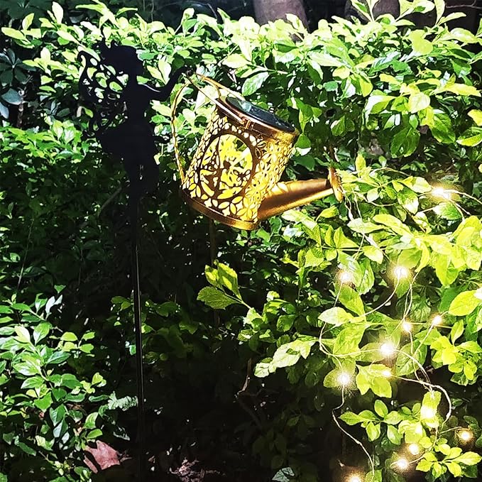 Solar Watering Can Lights, Outdoor Garden Decor,LED Waterproof String Light,Metal Vintage Fairy Tale Lamps | Lumora