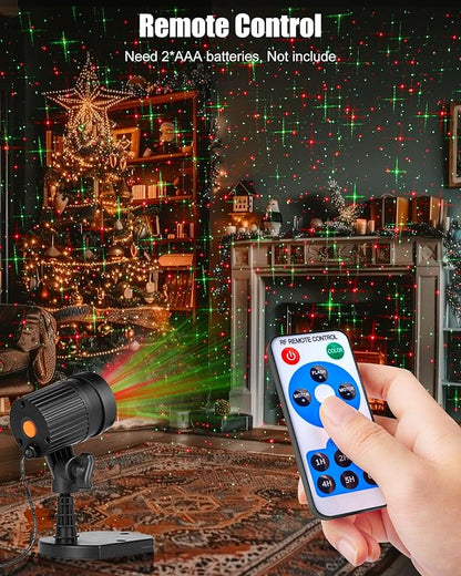 Moonflor 2 Pack Christmas Laser Lights Outdoor, Red and Green Moving Outdoor Laser Light, Starry Projection Light 3 Working Modes Waterproof Landscape Lights for Garden House Christmas Decoration
