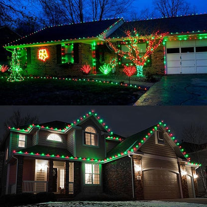 Brizled Red & Green Christmas Lights, 33ft 50 LED Faceted C9 Christmas Lights, Connectable Indoor Outdoor Roof String Light, 120V UL Certified Xmas Tree Light for Xmas Holiday Yard Garden Party