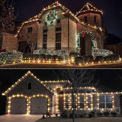Brizled Outdoor Christmas Lights, 16FT 25 LED Red & Warm White C9 Christmas Lights, Connectable Xmas Tree Light, UL Certified Indoor Light String Waterproof for Outside House Roof Tree Party Decor