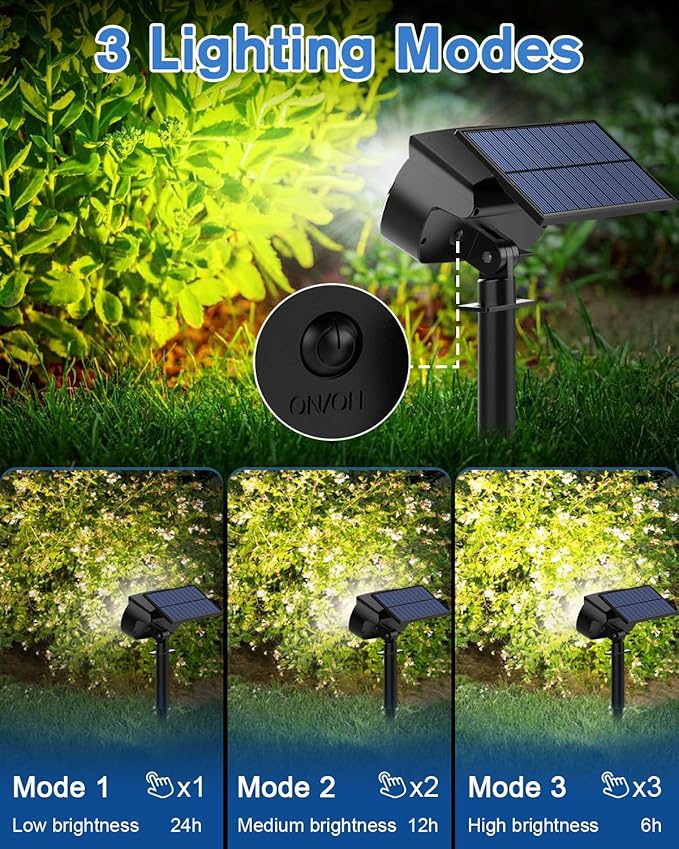 Fabrito Large Solar Spot Lights Outdoor 2 Pack, 1000 Lumens High Brightness, IP65 Waterproof Solar Spotlight with | Lumora