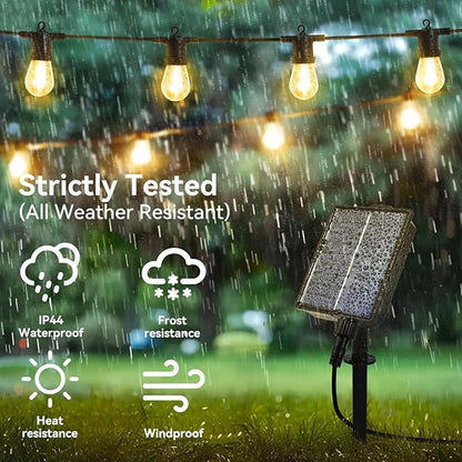 Aoxun 50FT LED Outdoor String Lights with 15 Edison Shatterproof Bulbs(2 Spare), Waterproof Hanging Lights for Gazebo, Porch, Deck, Garden, Backyard