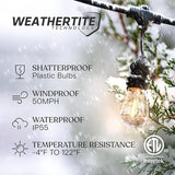 Brightech Bundle: Waterproof LED Outdoor String Lights Hanging, Dimmable 2W Vintage Edison Bulbs - 48 Ft + String | Lumora