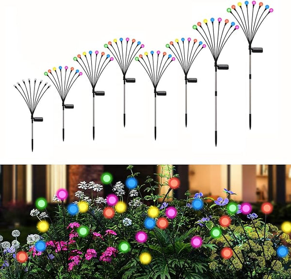 Swaying Solar Lights for Outside, 8 Mode RGB Color Changing Firefly Outdoor Waterproof, Swaying Solar Garden Lights | Lumora