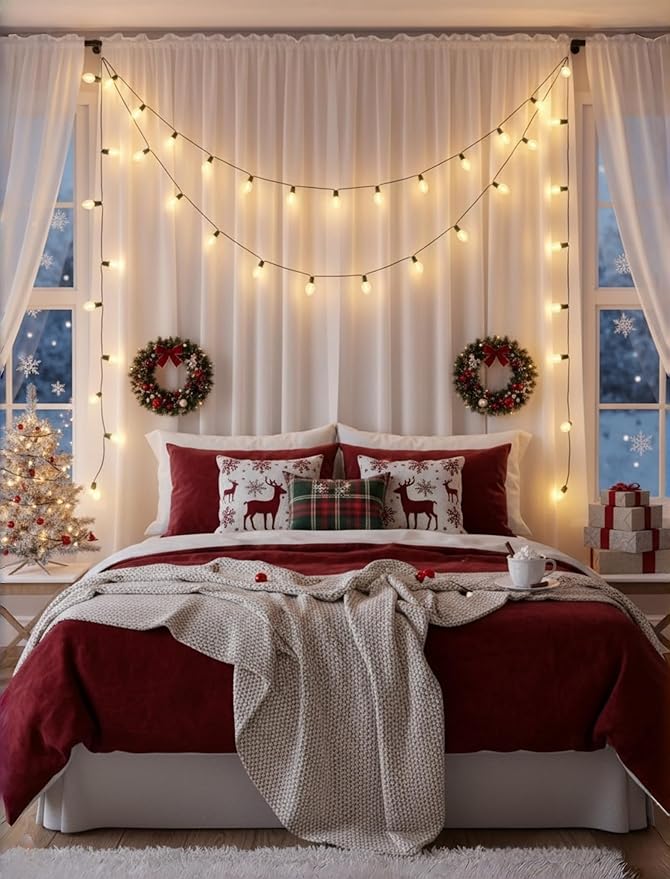 C7 Christmas Lights, 25Ft C7 Clear Christmas String Lights with 27 C7 Warm White Bulbs, Vintage Christmas String Lights for Garden, Patio, Backyard, Cafe, Xmas Party, 5 Watt e12 Base