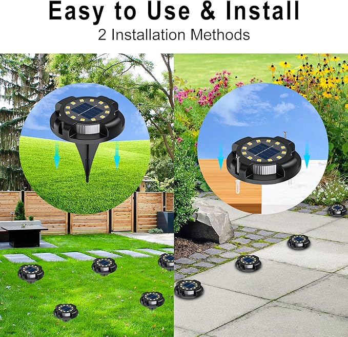 Solar Pathway Lights Outdoor 12 Packs, Bright White 16 LEDs Solar Ground Lights Walkway Lights with Side Light | Lumora