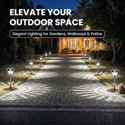 Energizer Outdoor Ground Lights - Pack 15 Lumen LED Lawn Lights, Solar Powered with Patterned Glass & Metal Finish, Easy to Install Waterproof Front Yard Lights for Decoration - Stainless Steel