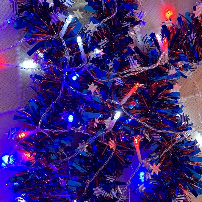4th of July Decorations Patriotic Decor Lights, Red White and Blue String Lights Indoor, 200LED 66FT Outdoor, 8 | Lumora
