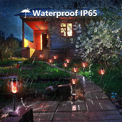 Solar Flashlight Light with Flickering Flame, Multi-Piece Outdoor Solar Lights, Outdoor Waterproof Solar Garden Lights for Decorative Paths, Patio and Deck Outdoor Lighting（Red (12)