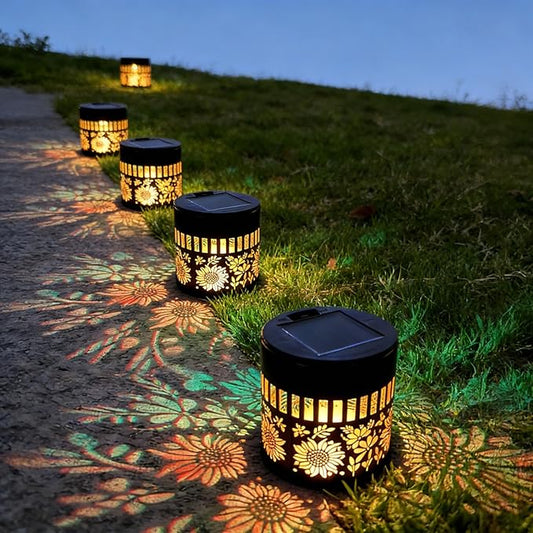 Solar Mandala Lights Outdoor Decorative - Waterproof Metal Mandala Solar Wall Lights, Artistic Fence & Step Lights for Garden, Patio, Backyard, Yard & Outdoor Home (2, Sunflower-Colored Light)