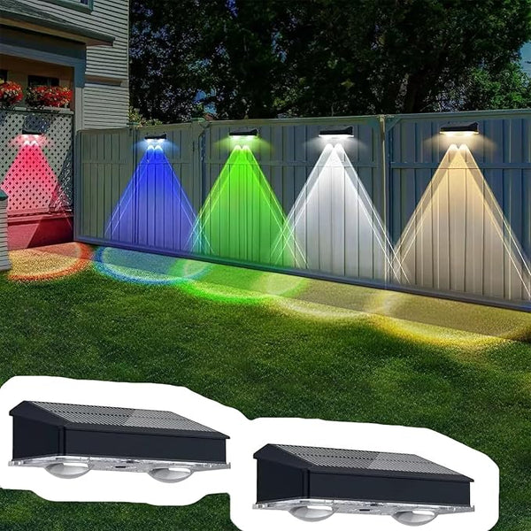 Solar Fence Lights Outdoor,Solar Wall Lights 8 Fixed Colors ＆ RGB Color Changing Modern Solar Powered Deck Light | Lumora