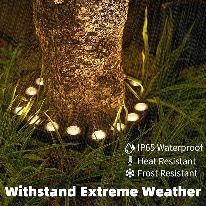 Solar Palm Tree Lights Outdoor, 2000MAH Ring LED Landscape Uplights for Tree, IP65 Waterproof, 2-In-1 | Lumora