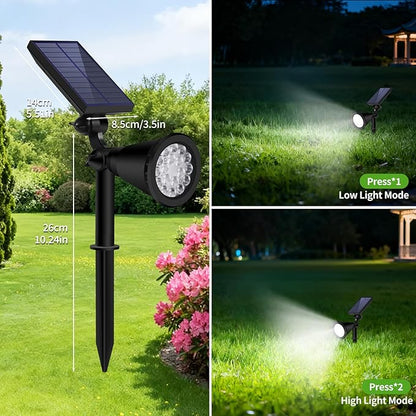 Solar Spot Lights Outdoor Waterproof, 18 LED Solar Powered Landscape Lighting Low Voltage Auto On/Off for Garden, Yard, Tree, Flag, Wall, Pathway, 4 Pack