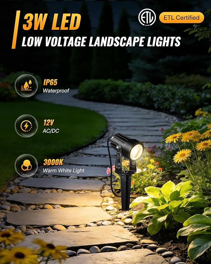 All-in-One LED Low Voltage Landscape Lighting Kit, 12-Pack Landscape Lights with Transformer, 100FT Wire and | Lumora