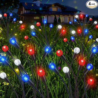 4 Pcs Solar Firefly Lights for Garden Swaying Lights Decoration Outdoor Garden Fairy Light for Yard Pathway Patio Lawn Waterproof Firefly Stake for Outside Holiday Decor(Pineapple Ball)