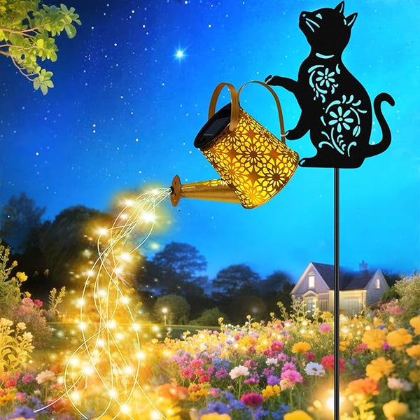 Solar Watering Can Lights, Cat Hanging Lantern Solar Lights Outdoor, Cat Lover Gifts for Mom Women Birthday | Lumora