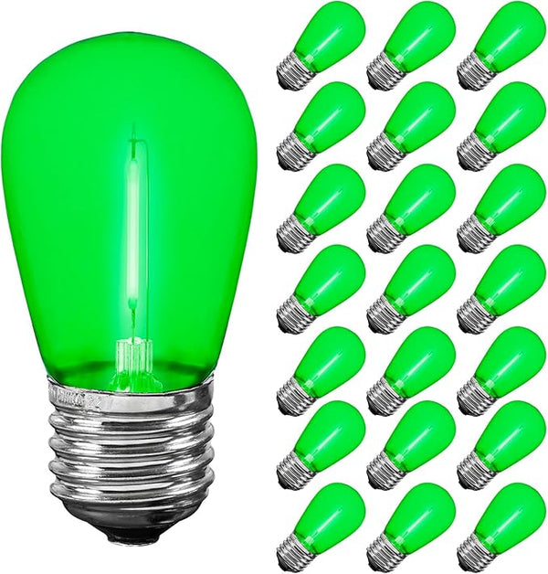 Novelty Lights Outdoor String Light Replacement Bulbs, 25 Pack S14 LED Edison Shatterproof Plastic, E26 Base | Lumora