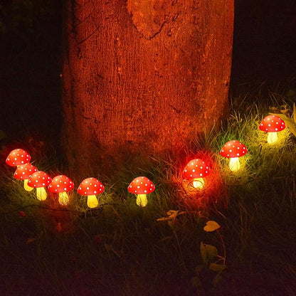 Upgraded 8-Pack Red Solar Mushroom Lamp for Garden Decor, 8 Modes Solar Mushroom Garden Lights Outdoor Waterproof Mushroom Solar String Lights for Christmas Halloween Garden Pathway Yard Lawn