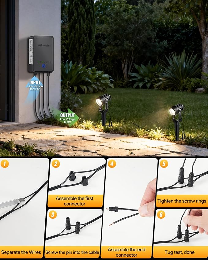 All-in-One LED Low Voltage Landscape Lighting Kit, 12-Pack Landscape Lights with Transformer, 100FT Wire and | Lumora