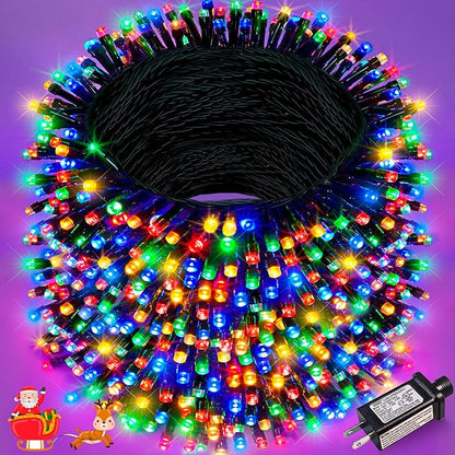 800 LED Christmas Tree Lights, 262FT Christmas Lights Outdoor Indoor, Waterproof 8 Modes Plug in Christmas Decorations Green Wire for House Patio Party Holiday Decorations, Multicolor