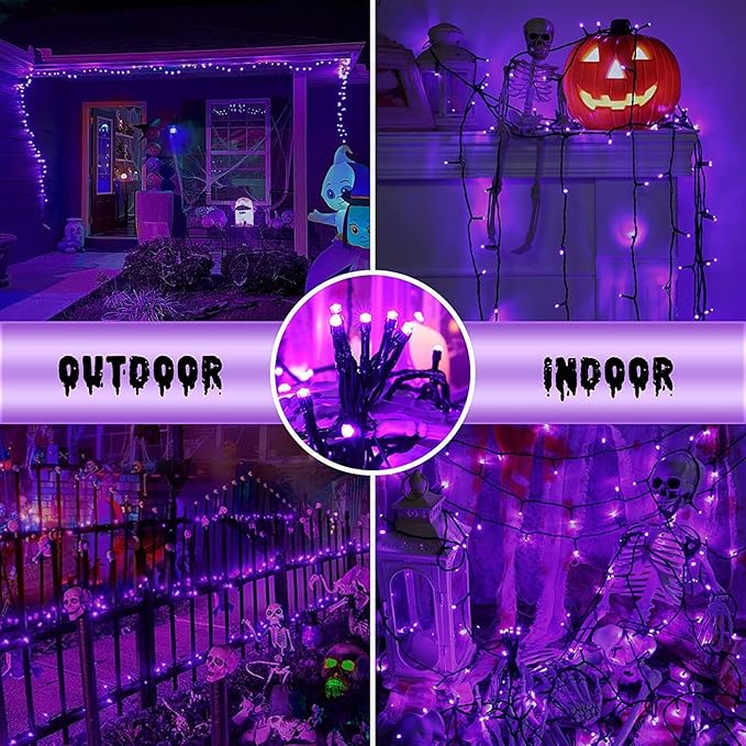 kemooie 500 LED Purple Christmas Lights, 164 FT 8 Lighting Mode Plug in Waterproof Christmas Lights Outdoor, for Birthday Christmas Wedding Party Garden Balcony Decor (Purple)