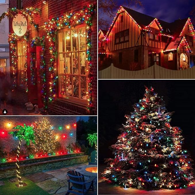 Brightown Multicolor Christmas Lights Ceramic, C9 25 Feet Vintage Incandescent Lights with 25 Opaque Bulbs for | Lumora
