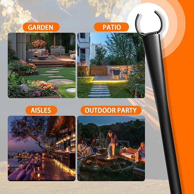 2 Pack 10Ft String Light Poles, Metal Poles with Fork for Outside Lights,Outdoor Metal Light Stand with Fence | Lumora
