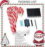 12 Packs Christmas Candy Cane Lights Outdoor Solar Powered Christmas Pathway Lights with Stars Waterproof for Yard | Lumora