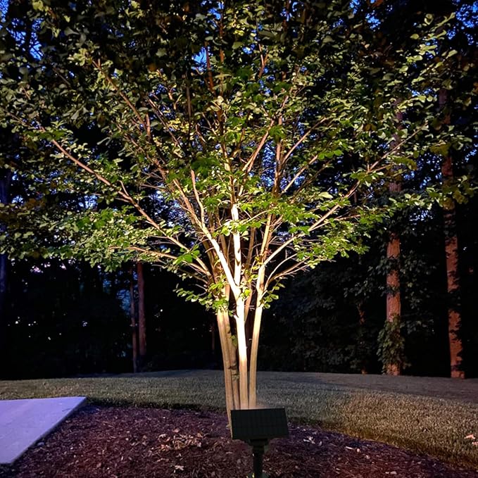 Magictec 2-Pack Solar Spotlights with 64 LEDs, IP65 Waterproof Outdoor Landscape Lights, 2-in-1 Wireless Solar Wall Lights for Garden and Driveway, Cool White & Warm White, 4 Modes