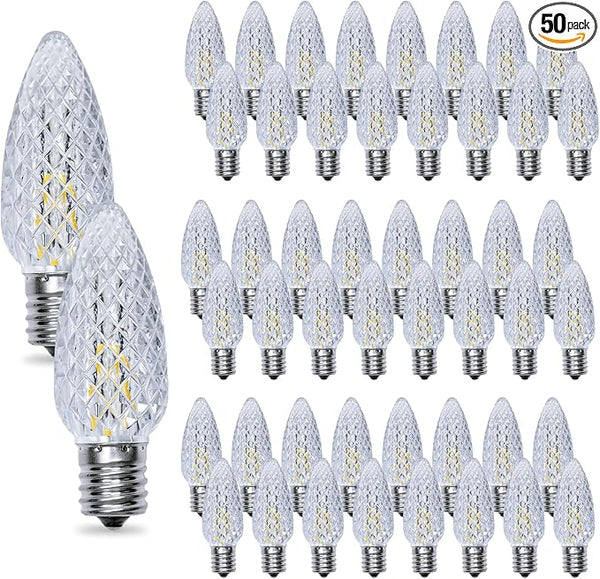 C9 Christmas Light Bulbs 50 Pack, Shatterproof Replacement LED Bulb, 2700K Warm White Fairy Lights for Indoor and | Lumora