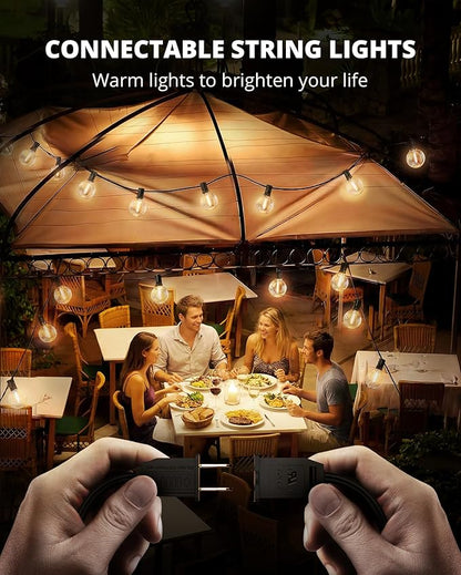 VIPAR Outdoor String Lights, 30FT 13 G40 Bulbs Patio Lights Outdoor Waterproof, Shatterproof Connectable LED Outside Hanging Light for Balcony, Backyard, Porch, Garden, Deck, Bistro, 2700K Dimmable