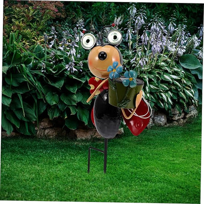 BESPORTBLE Solar Garden Stake Lights Ladybug Statue Landscape Decor Iron Material Lighting