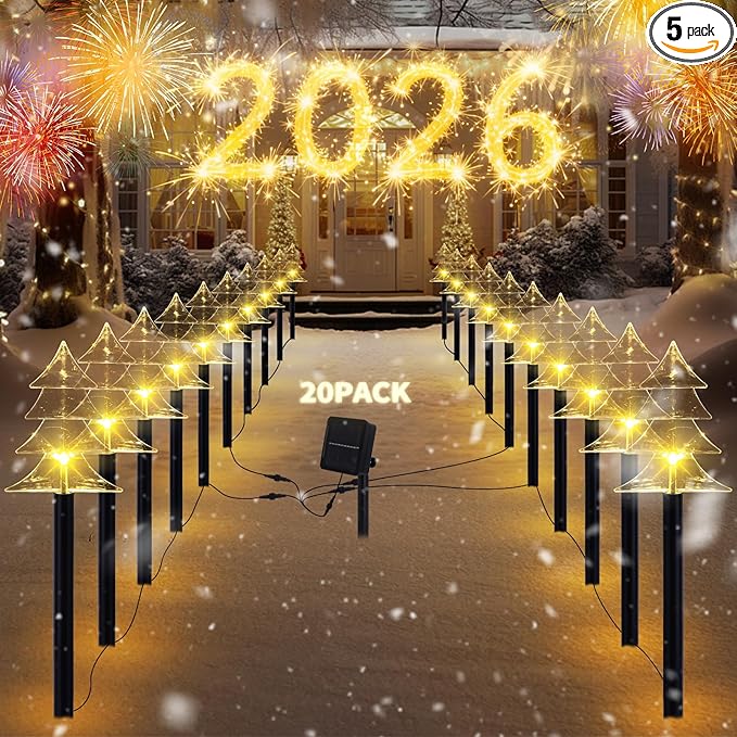 Outdoor Christmas Decorations, Solar Xmas Pathway Lights, Set of 20 Waterproof Landscape Christmas Lights, LED Lamp | Lumora