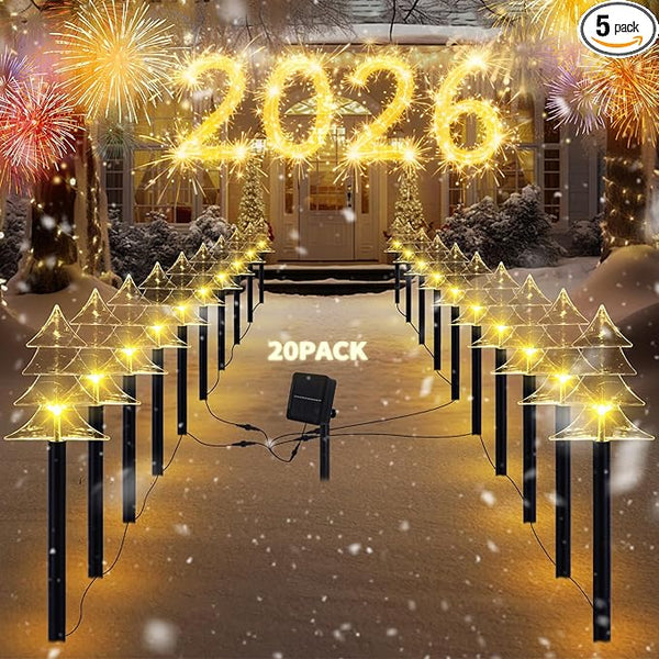 Outdoor Christmas Decorations, Solar Xmas Pathway Lights, Set of 20 Waterproof Landscape Christmas Lights, LED Lamp | Lumora